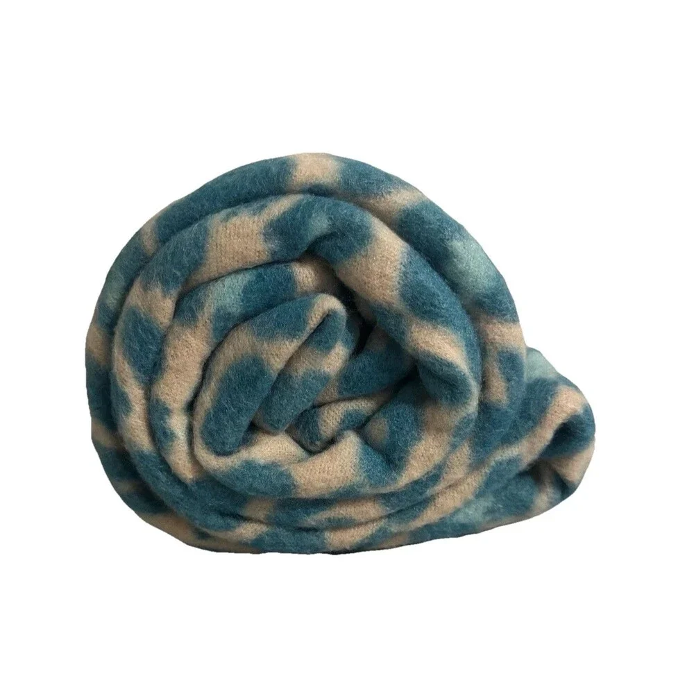 MainStay Tan/Beige Leopard Green/Aqua spots pattern Theme 50x60 fleece throw